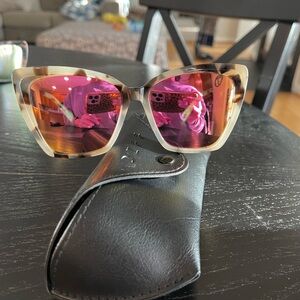 Diff Eyewear Tortoise Shell Sunglasses with Pink Lenses Becky II